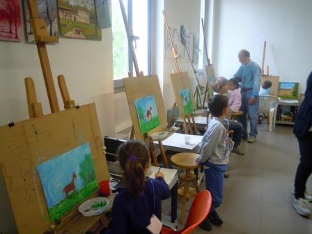 anno 2015 Lezione di Pittura ai bambini della scuola materna di Cuggiono, presso il Laboratorio del Gruppo Artistico Occhio, Aprile e Maggio 2015.